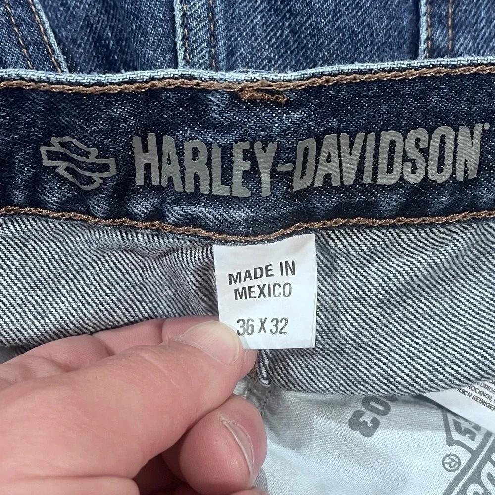 Harley Davidson Jeans Mens 36x32 Heavy Duty BootCut MED Wash Heavy Denim‎ Moto